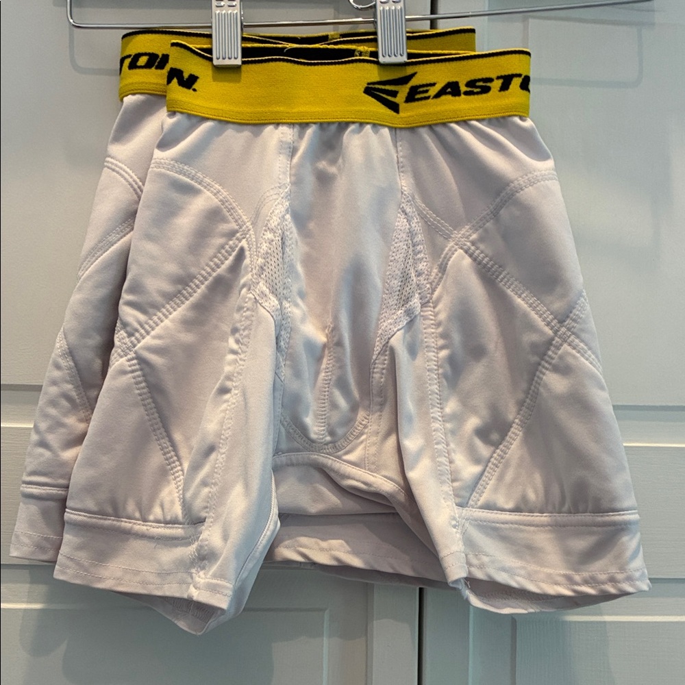 Easton White Sports Shorts with Yellow Waistband